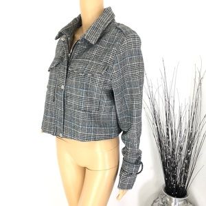 Stoosh Cropped Houndstooth Lined Jacket XL NWOT